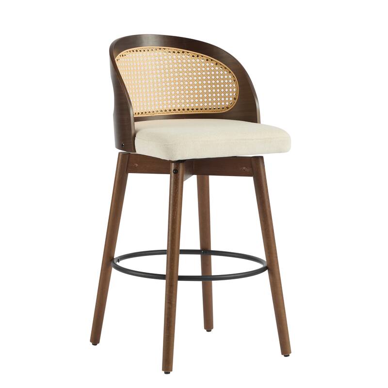 Como Indoor Wood Barstool, With Upholstery, Set Of 2