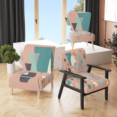 Designart "Geometric Hexagons Pattern I" Upholstered Transitional Accent Chair - Arm Chair
