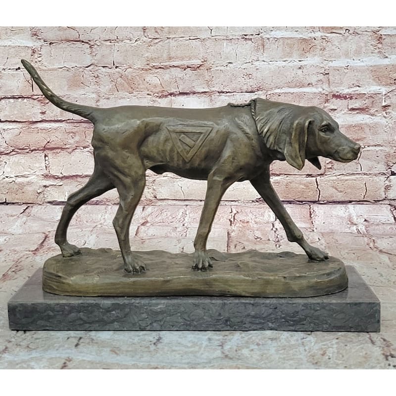 Service Imitative Dog Support Animal Bronze Statue Sculpture Figure 9.5 Inches X 12 Inches