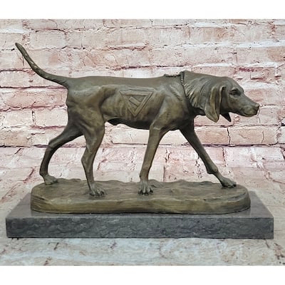 Service Imitative Dog Support Animal Bronze Statue Sculpture Figure 9.5 Inches X 12 Inches