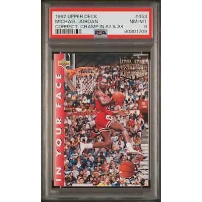 Michael Jordan 1992 Upper Deck Champ 1987 & 1988 Card #453 Graded PSA 8 - 8'6" x 11'6"