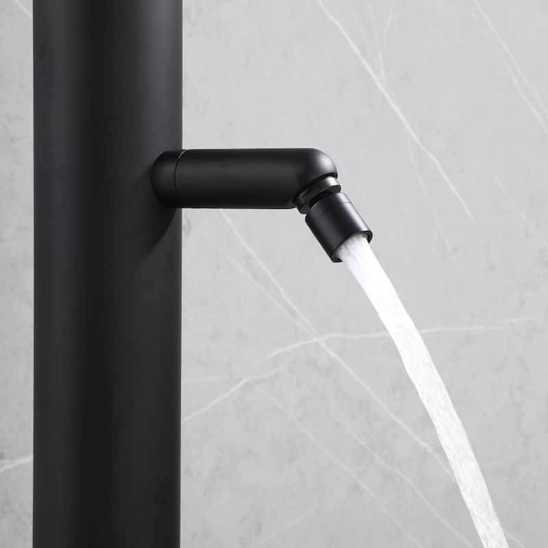 88"H Stainless Steel Freestanding Outdoor Shower with Footwash Spout