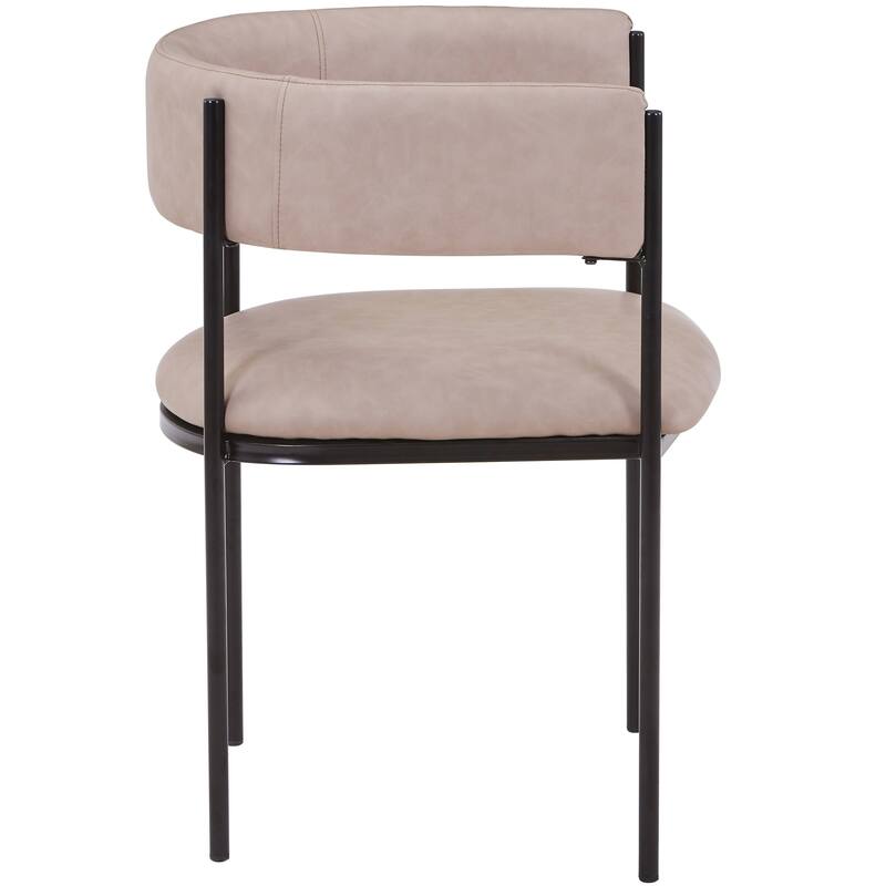 Dining Chair in Leather with Open-Back and Powder Coated Iron Legs Set of 4