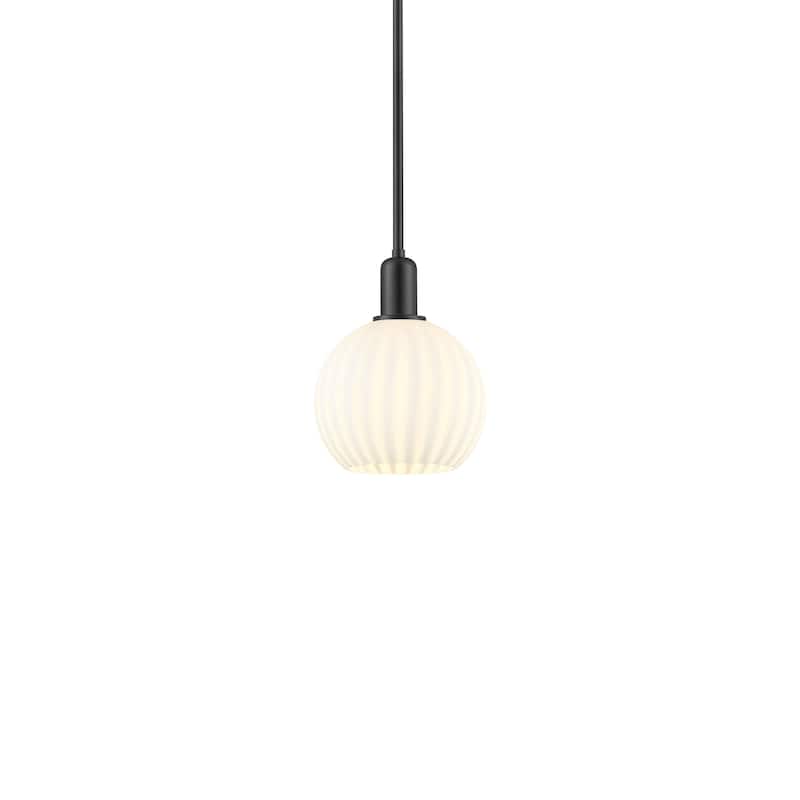 Innovations Lighting 716-1S-11-8 White Venetian Pendant White Venetian - Matte Black / White Venetian