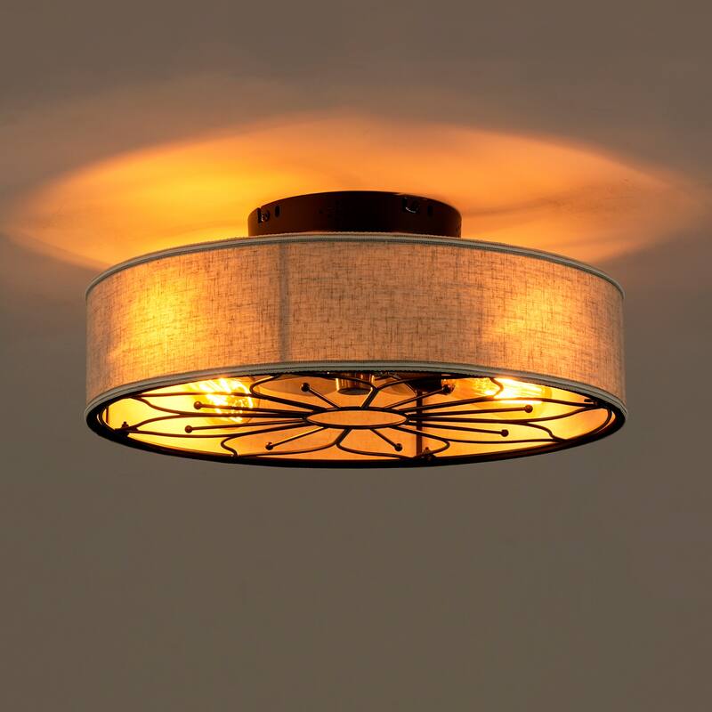 20" Lotus Design Bladeless Ceiling Fan with Remote,NOT Included Bulbs - Matte Black