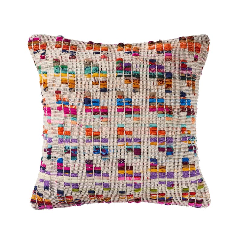Sevita Eclectic Multicolored Chindi Throw Pillow