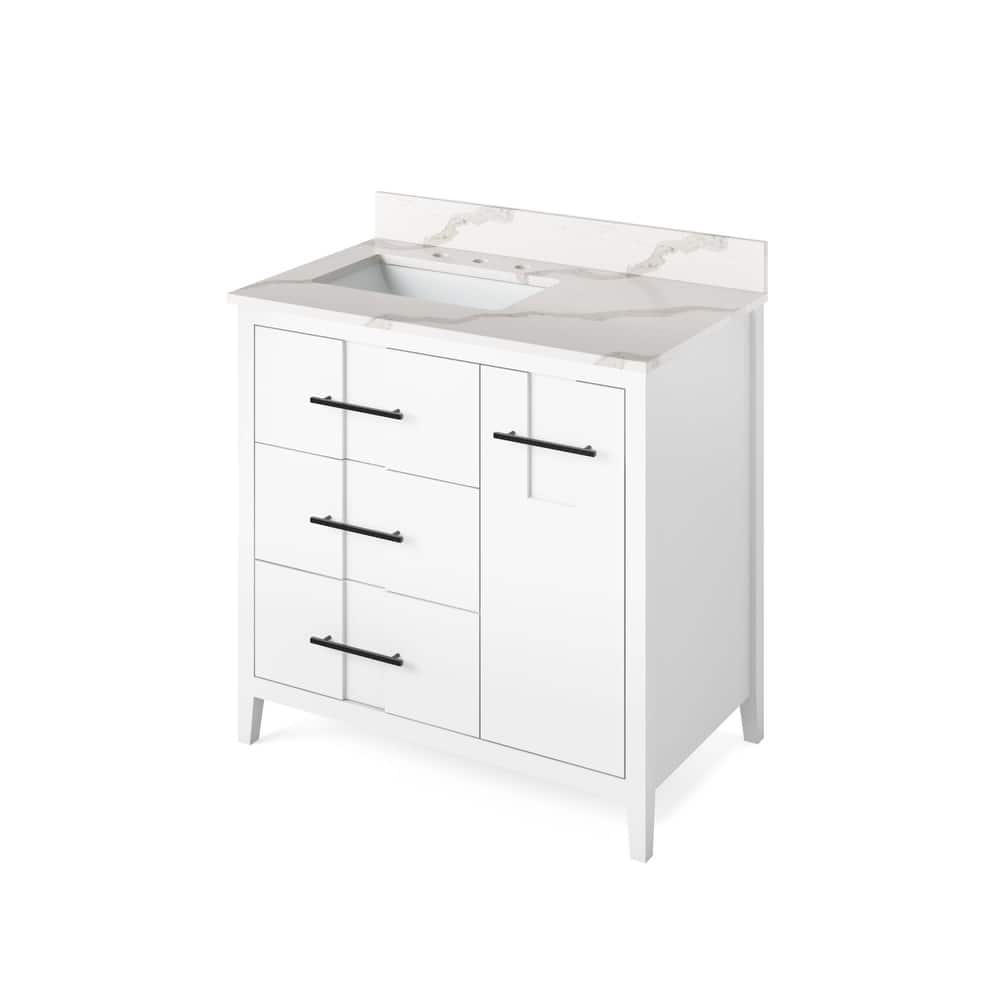 Jeffrey Alexander VKITKAT36R-QUARTZ Katara 36" Free Standing Vanity