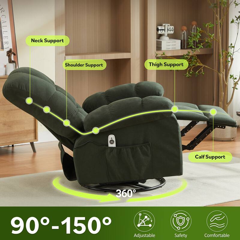 Massage Recliner Chair with Vibration and Lumbar Heating 350LB Capacity Swivel Rocker
