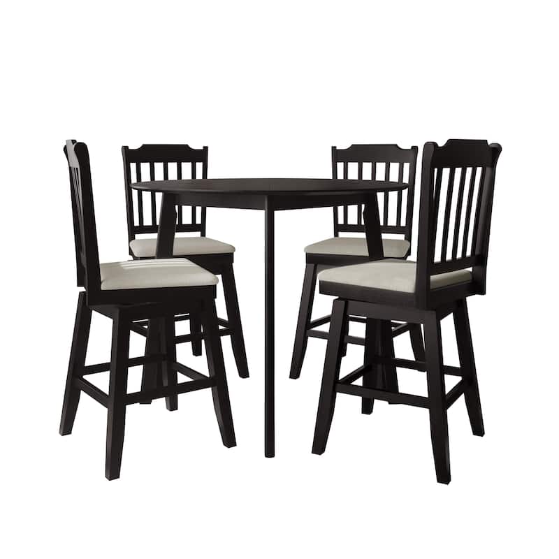 CraftPorch Classic Swivel Counter Chairs with Round Table - Black
