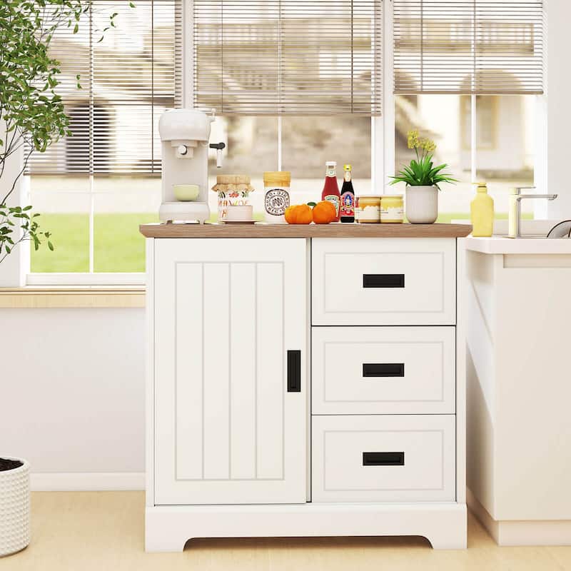 Costway Farmhouse Sideboard Buffet Cabinet with Sliding Doors 3 - See Details