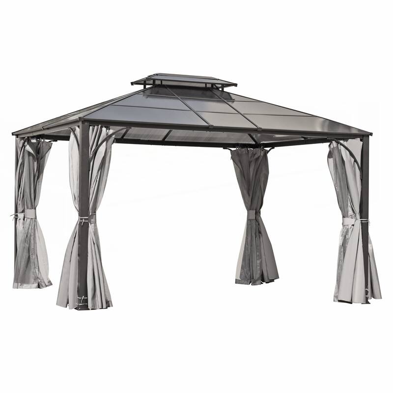 Heavy Duty Double Roof Patio Gazebo with Aluminum Frame