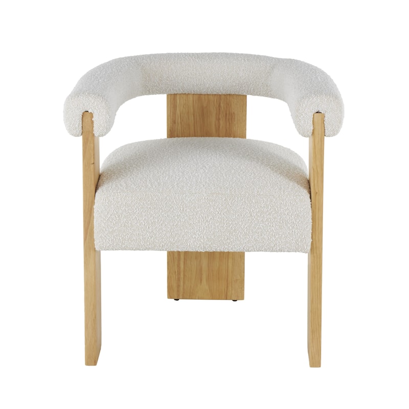 Polyester Curved Back Mid Century Modern Round Boucle Living Room Accent Chair - Cream or White - Roche River Decor