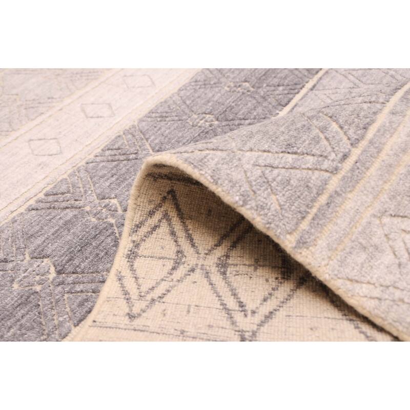 ECARPETGALLERY Hand Loomed Elysian Grey Wool Rug - 6'7 x 9'10