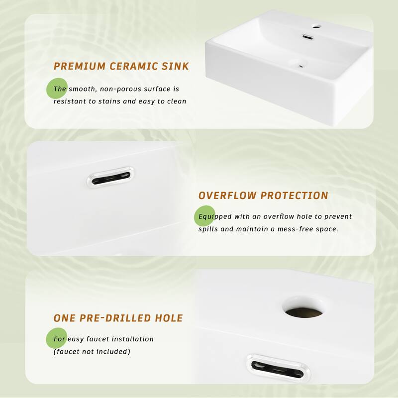 GDFStudio - Solis Wood & Ceramic Modern Bathroom Vanity with Sink & Drawer