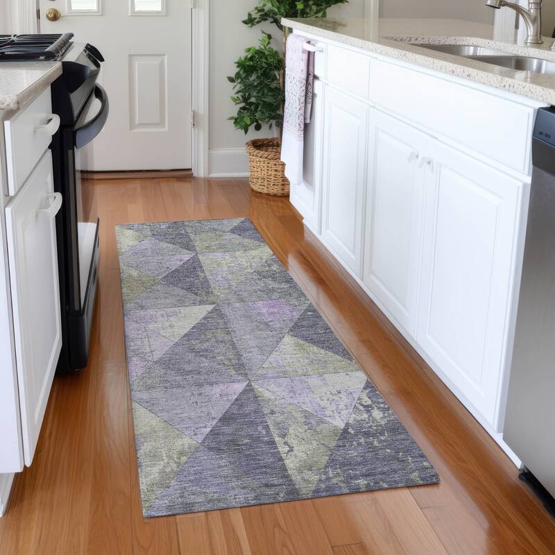 Premium Washable Super Soft Diamond Mosaic Mayfield Rug - Lavender - 2'3" x 7'6"