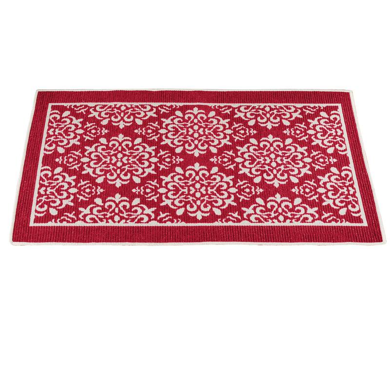 Athens Trellis Design Skid-Resistant Accent Rug - 2X4 FT - Red