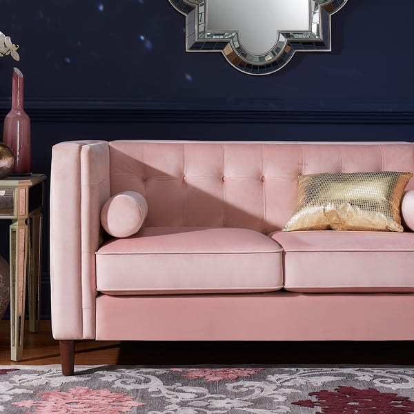 Beverly Pink Velvet Sofa Or Loveseat With Pillows By Inspire Q Bold On Sale Overstock 28263533