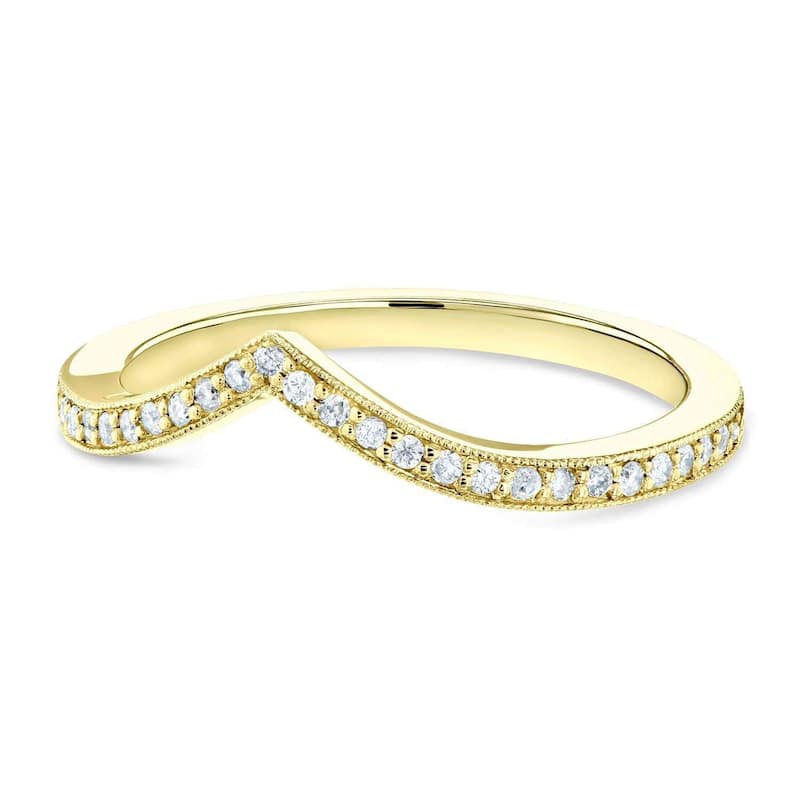 Kobelli 0.17 Carats Lab Grown Diamond 14k Solid Gold Chevron V-Shape Venus Wedding Ring (DEF/VS)