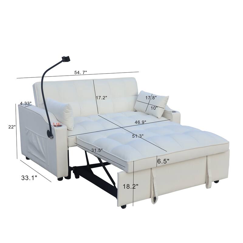 Modern Velvet Loveseat Futon Sofa Couch w/Pullout Bed