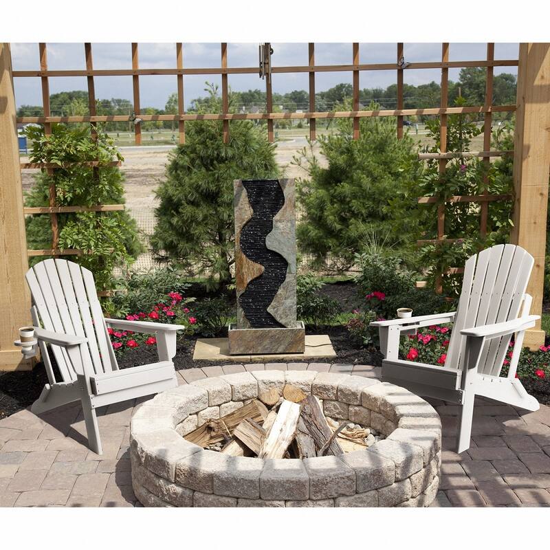 Vrakae Folding Adirondack Chair with Cup Holder Set of 2 - White