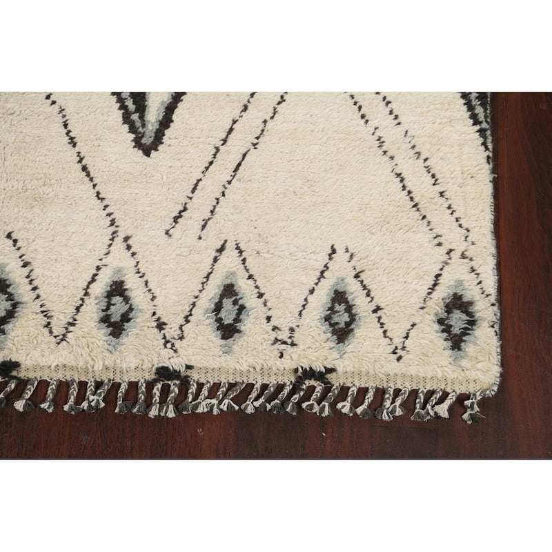 Vegetable Dye Moroccan Berber Oriental Area Rug Wool Handmade Carpet - 6'1" x 9'2"
