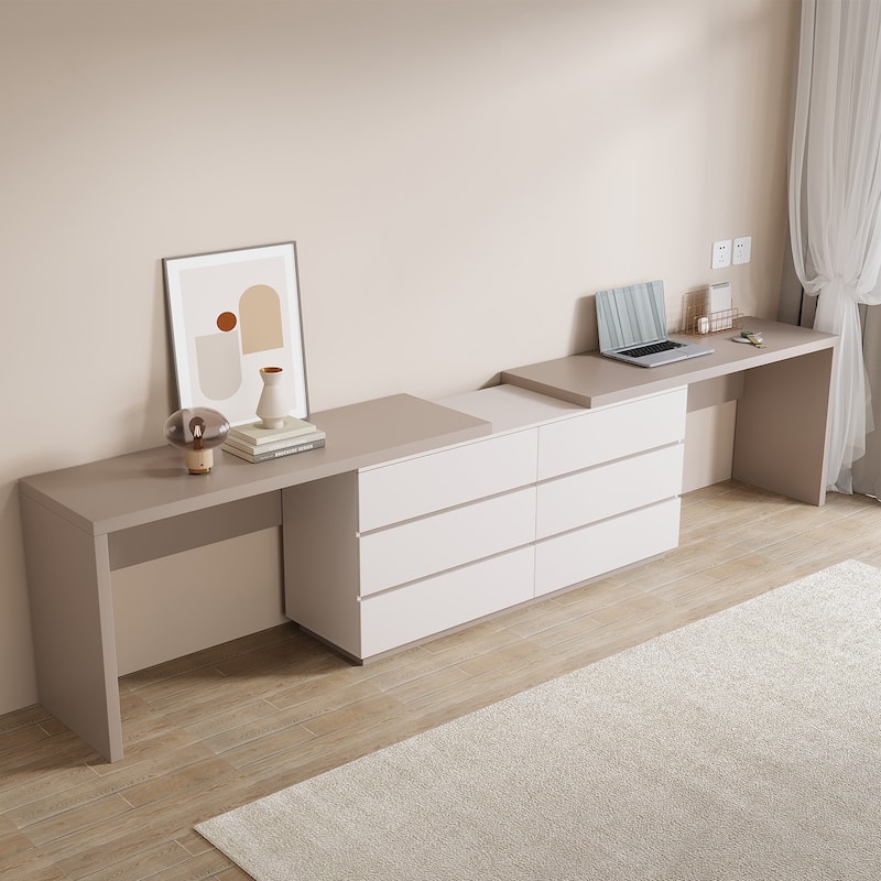 144 Inch Modern Home Office Expandable Dresser Desk