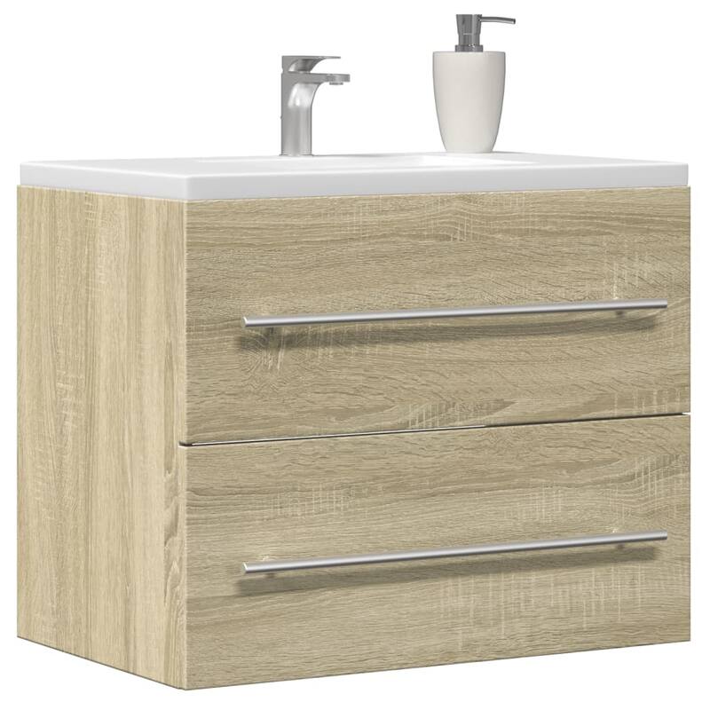 vidaXL Sink Cabinet Sonoma Oak Engineered Wood 23.6 x 15.2 x 18.9 in - 15.2 x 23.6 x 18.9 in