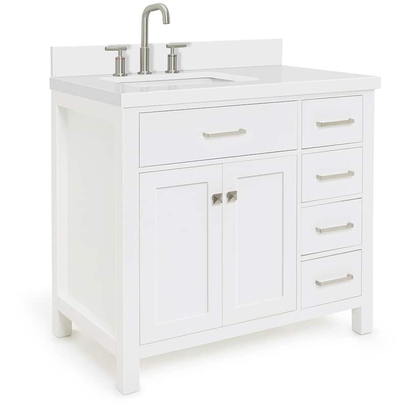 Ariel H037SLWQRVO Bristol 36" Thick Quartz Vanity Top
