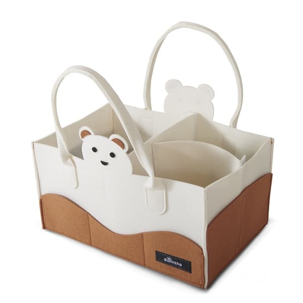 slide 2 of 15, Sunveno Cartoon Diaper Storage Basket Tan