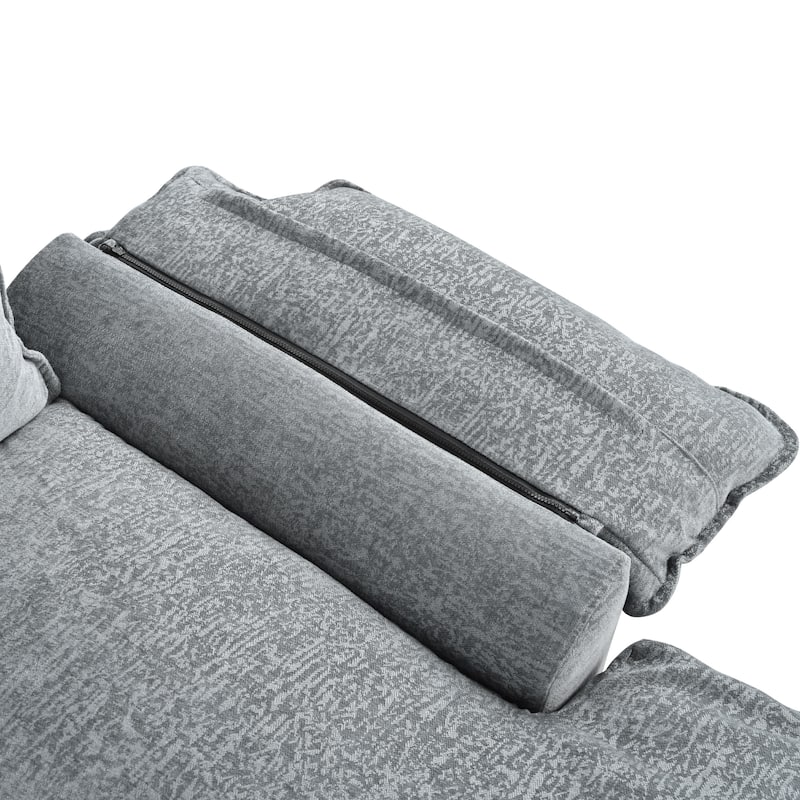 115" U-Shaped Chenille 6-Seater Sectional Sofa with Adjustable Armrest Pillows