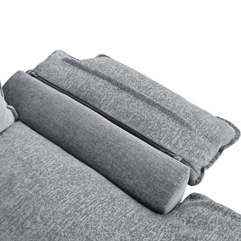 U-Shaped Chenille Sectional Sofa, Upholstered Deep Seat Couches with Adjustable Armrest Pillows and Button Tufted Backrest