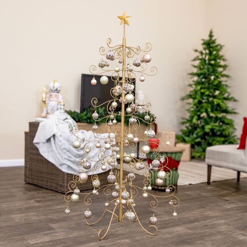 Sunnydaze Noelle Metal Christmas Ornament Tree - 60 Inch