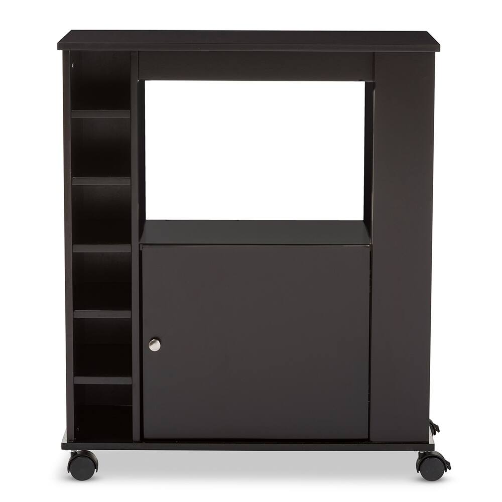 Ontario Modern and Contemporary Dark Brown Wood Modern Dry Bar and Wine Cabinet - 33.81" High x 28.86" Wide x 13.65" Long;