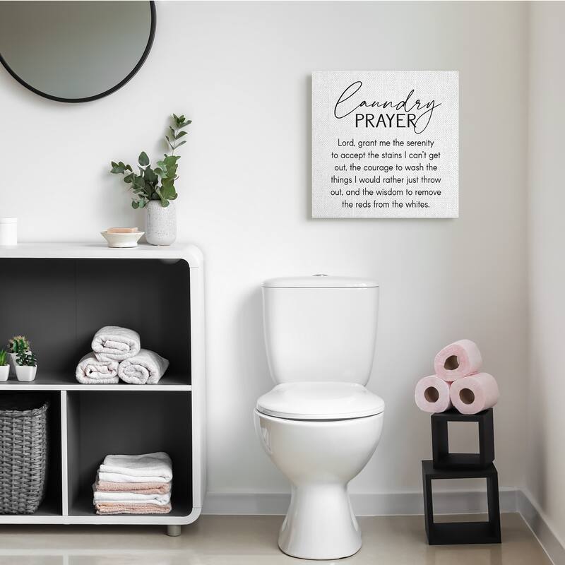 Stupell Laundry Prayer Phrase Bathroom Housework Humor Canvas Wall Art - White