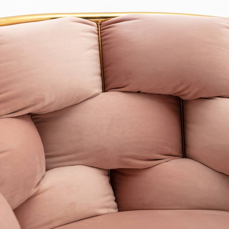 Pink Modern 28.7" Velvet Upholstered Accent Chairs with Gold - Plated Metal Legs (Set of 2)