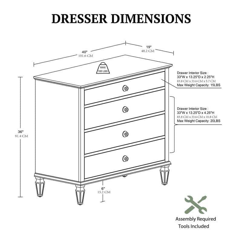 Madison Park Signature Victoria 4-drawer wood dresser (40")
