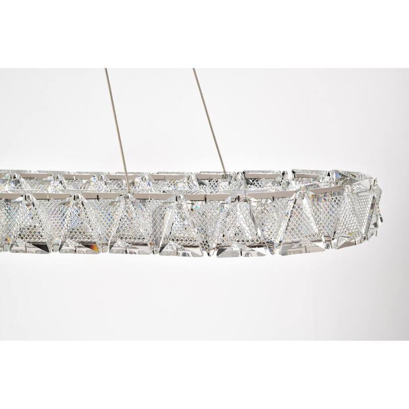 Asher LED 36 Inch Round Pendant Polished Nickel Finish K9 Crystal - Polished Nickel