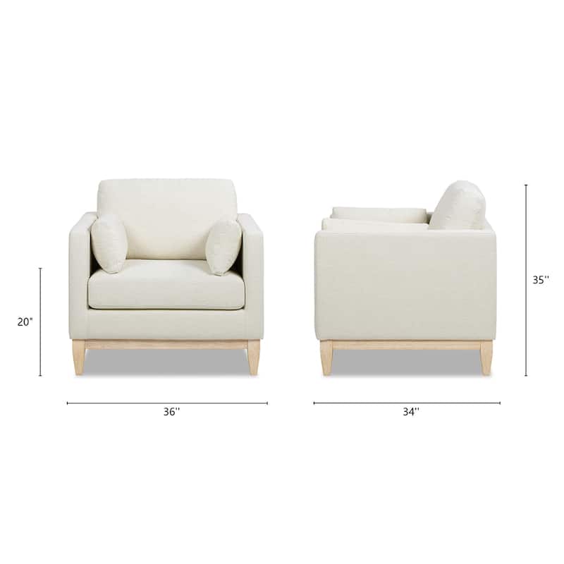 Knox 36" Modern Farmhouse Loose Pillow-Back Arm Chair