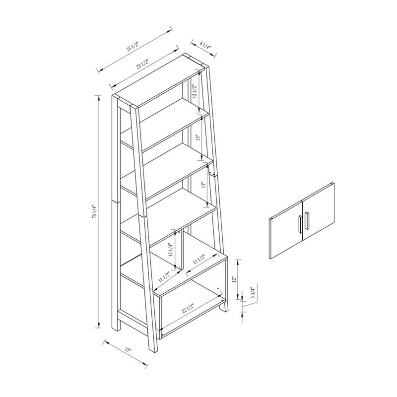 Industrial Bookshelf with 2 Door Cabinet,Metal Frame