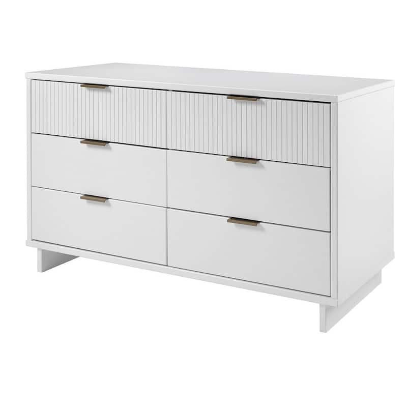 Manhattan Comfort Granville 55.07" Modern Double Wide 6 Drawer Dresser