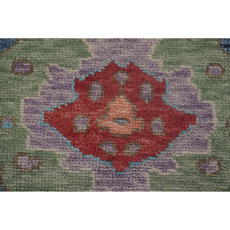 Geometric Blue Oushak Oriental Area Rug Handmade Wool Carpet - 8'9" x 11'10"