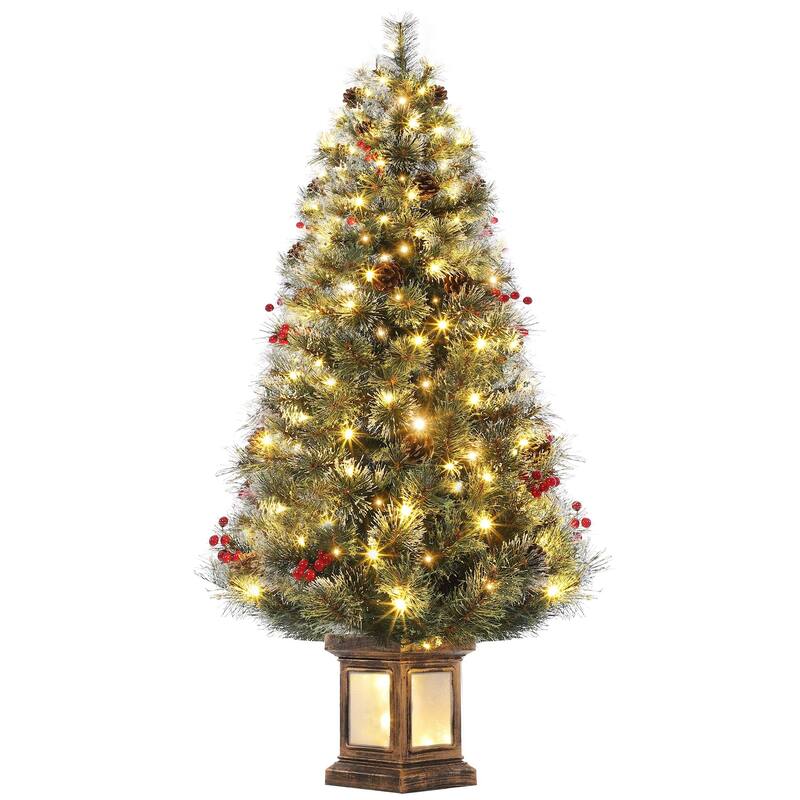 2Pcs 4.5 Ft Pre-Lit Christmas Tree, Artificial Christmas Tree with 108 Warm White Led Lights, Easy Assembly
