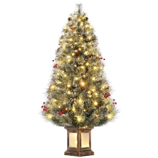 4.5ft Artificial Christmas Tree, Prelit Christmas Tree for Party Decoration with 108 Warm White LED Lights - 20x20x54in