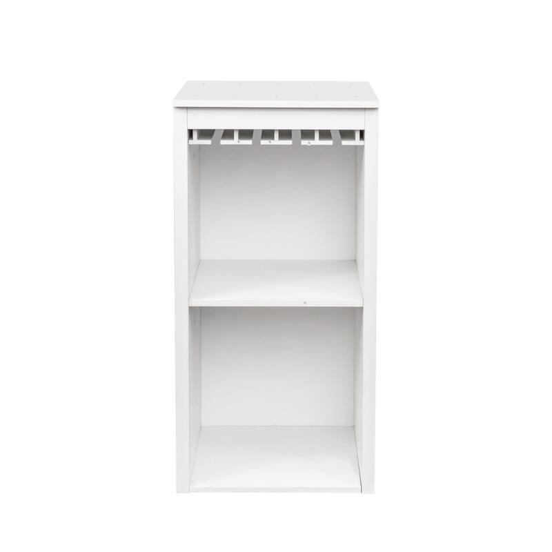 17.85" Modular Wooden Wine Bar Storage Cabinet with Shelves & Hutch