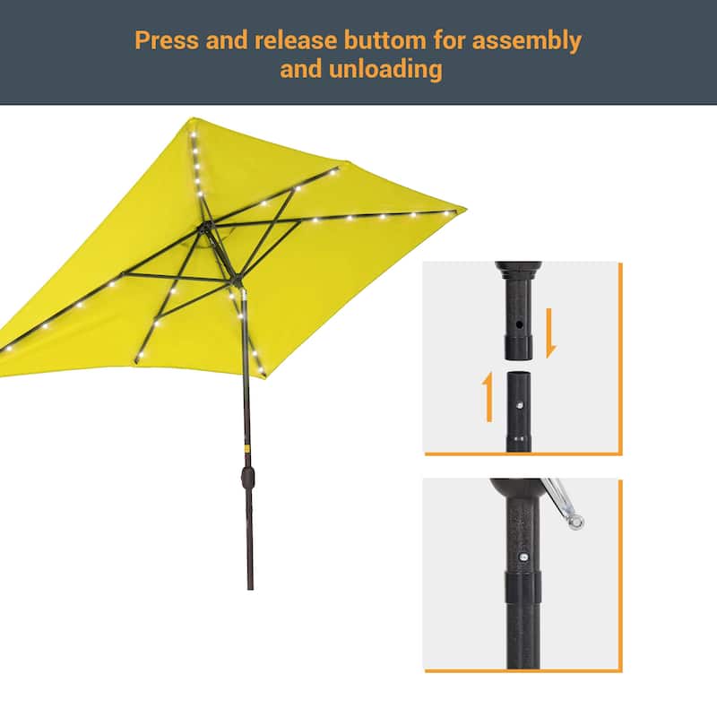 LIVOOSUN Patio LED 10 x 6.5Ft Market Umbrella Aluminum/Steel Outdoor Table Rectangle Umbrella with Tilt