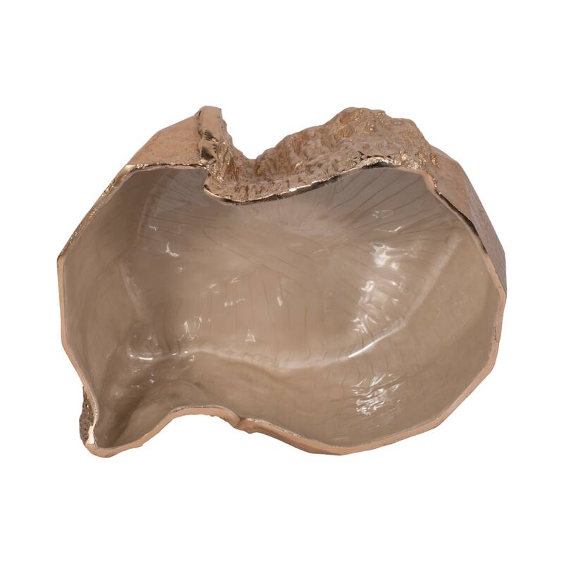 Modern Abstract Metal Decorative Bowl for Home Decor - 15", Gold