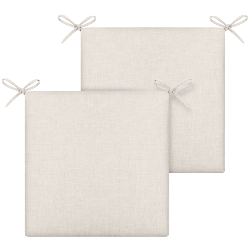 Patio 2-Piece Seat Cushions Outdoor Chair Pads with Zipper, Beige