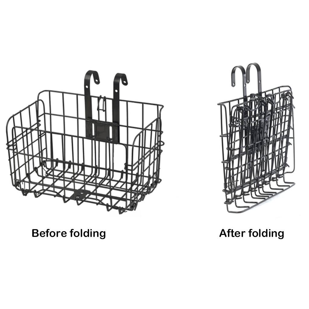 Folding Bike Front Basket, Bike Wire Basket with Handles