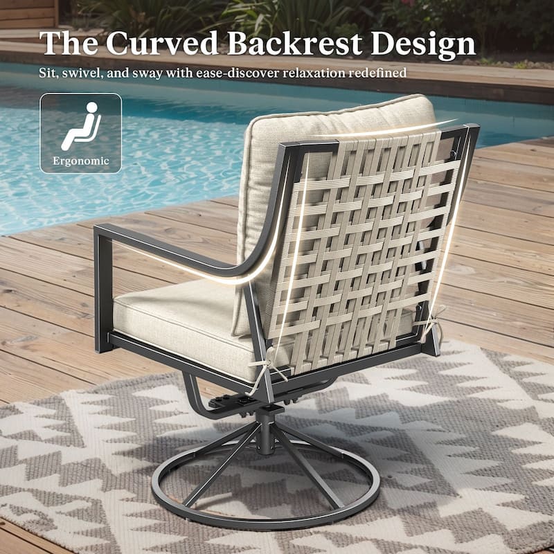 Outdoor Patio Glider Chairs Beige Cushion Set