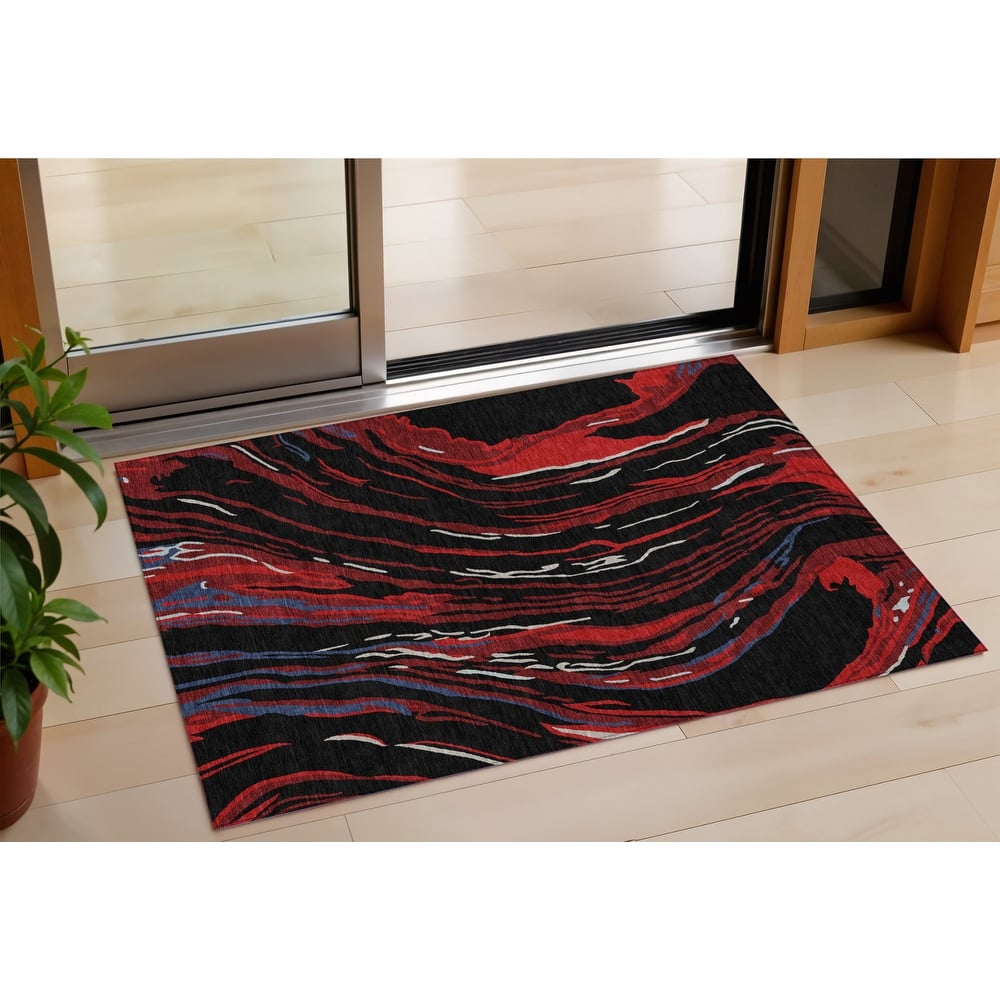 HomeRoots Abstract Transitional Rectangle Outdoor Rug
